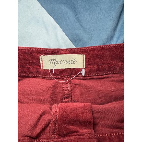 Madewll stretch denim straight corduroy zip maroon mini skirt womens 27 y2k - Picture 2 of 7